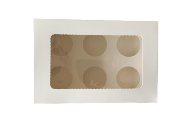 Cupcake doosje - WIT 6 (incl tray en venster) | deheerlijketaart.nl
