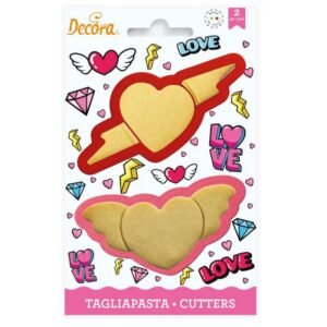 Decora - Hart met vleugel/pijl uitsteker (set van 2) | deheerlijketaart.nl | hippetaarten.nl