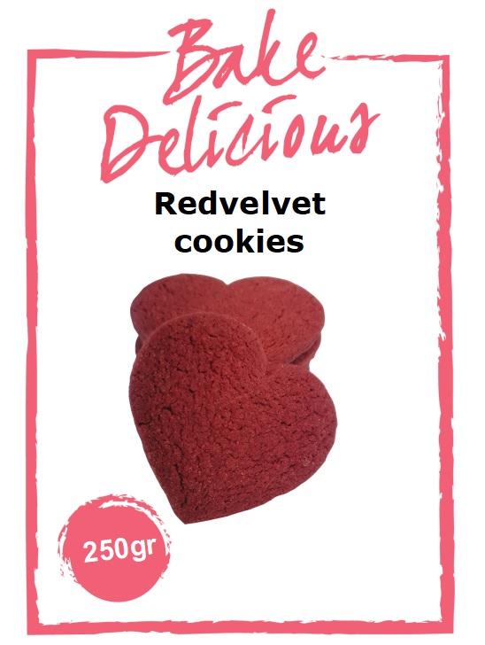 Bake Delicious - Mix voor Redvelvet Cookies - 250 gr | deheerlijketaart.nl