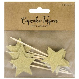 Party Deco - Cupcake topper - Ster Goud/6