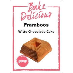 Bake Delicious - Framboos witte chocolade cake - 580 gr | www.deheerlijketaart.nl