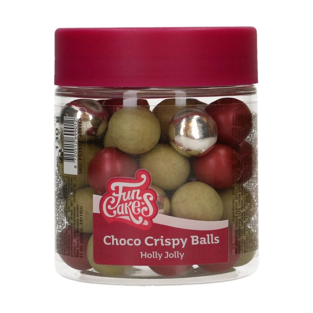 Funcakes - Choco Crispy Bal - Holly Jolly | deheerlijketaart.nl | hippetaarten.nl