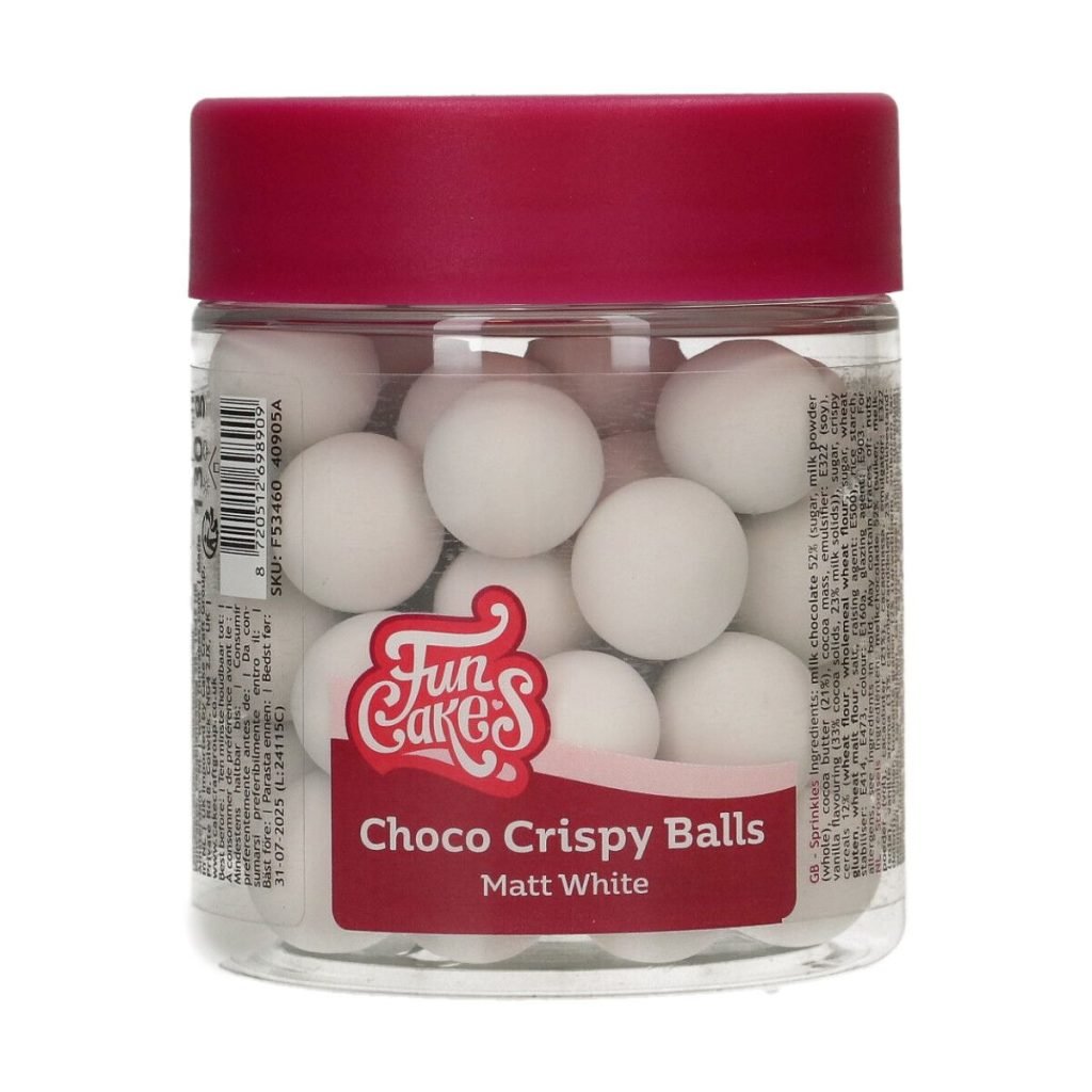 Funcakes - Choco Crispy Bal - Mat Wit | deheerlijketaart.nl | hippetaarten.nl