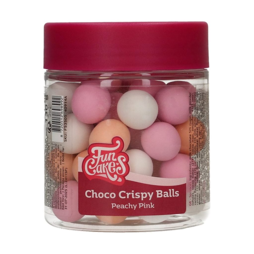 Funcakes - Choco Crispy Bal - Peachy Pink | deheerlijketaart.nl | hippetaarten.nl