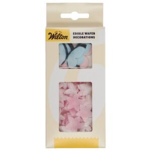 Wilton - Edible Wafer Decorations Flowers & Butterflies Pastel Pink set/30 | deheerlijketaart.nl | hippetaarten.nl