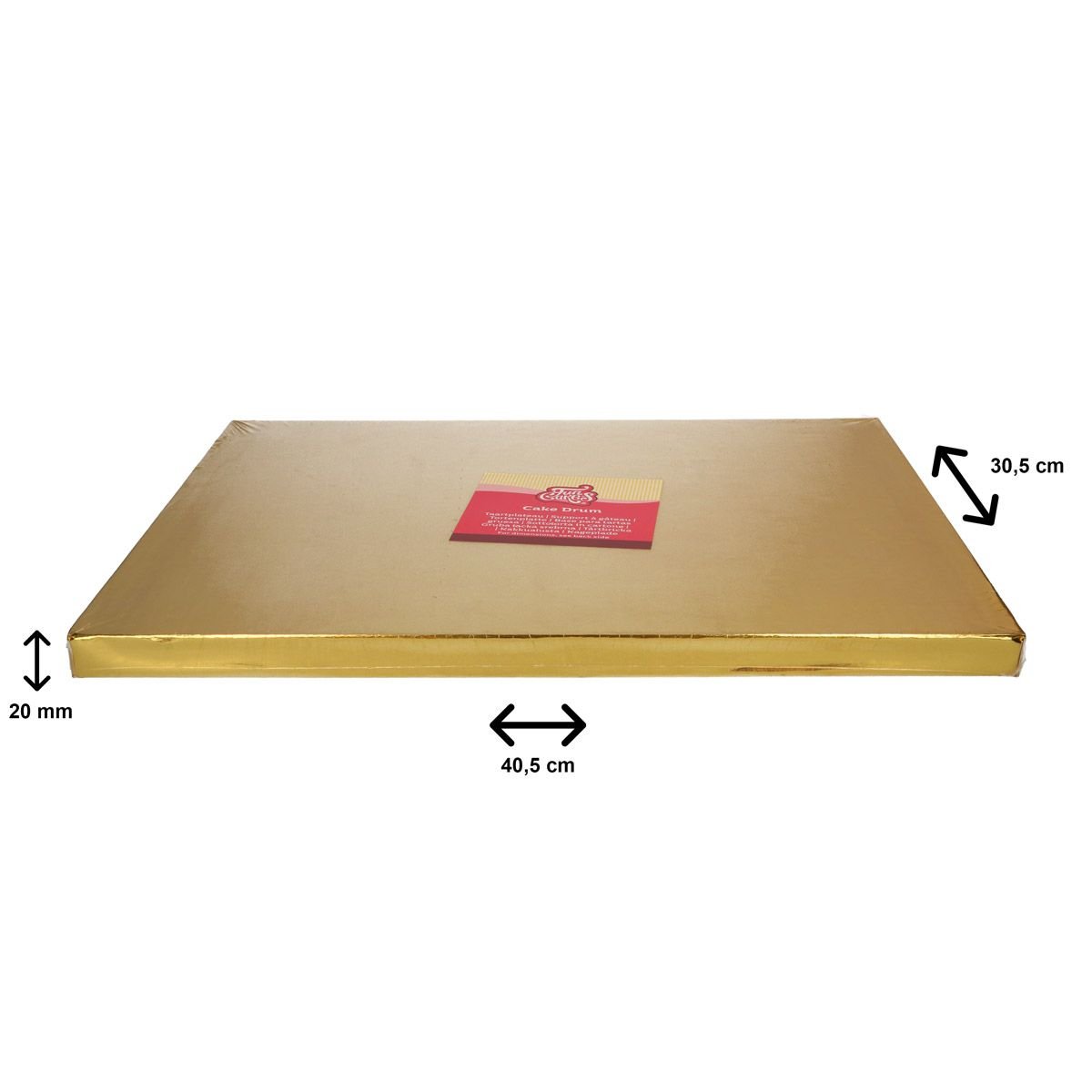 vb FunCakes - Cake Drum Oblong Gold 40,5x30,5cm 20mm | deheerlijketaart.nl | hippetaarten.nl