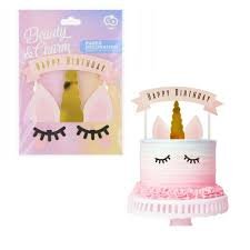 Topper set - "Happy birthday" - Unicorn | deheerlijketaart.nl | hippetaarten.nl